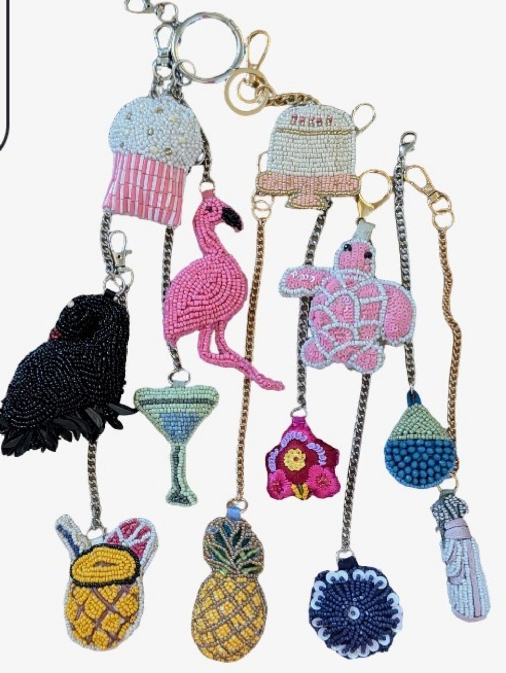 RESERVED**Hand Beaded 3D Bag Charms/ Keychains 12pc Lot